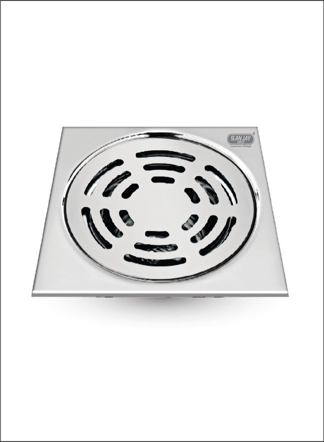 Sanjay Chilly Stainless Steel Floor Drain Sink Top Cover Jali 304 Grade for Bathroom Gratings Waste Water Drainer Strainer Anti Odor Bathtub Washbasin Toilet Washroom (Square Ringo 4 x 4 INCH Silver) - Image 1